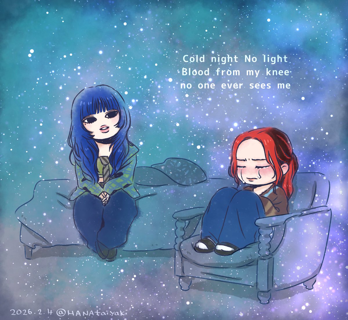 HANAtaiyaki's tweet image. 涙するチカちゃんに優しく寄り添うナオコちゃん…愛…😭

#HANA
#HANA_FANART
#ColdNight #HANA_ColdNight