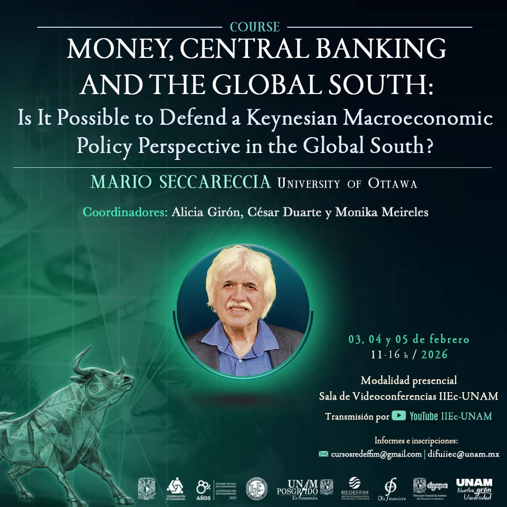 Comenzamos con el curso:
📌 Money, Cebtral Bank and the Global South by Dr. Mario Seccareccia from <a href="/uOttawa/">Université d'Ottawa | University of Ottawa</a>
🔴 AHORA #EnVivo 👇🏾👇🏾
youtube.com/live/5NUbNGSy7…

<a href="/Economicas_UNAM/">Económicas-UNAM</a> <a href="/FEconomiaUNAMof/">EconomíaUNAM oficial</a> <a href="/suayedEconomia/">SUAyED Economía UNAM</a>