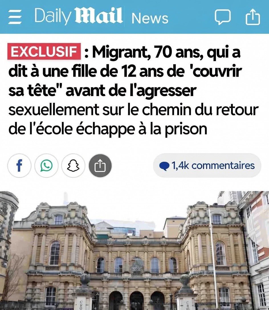 benjo2626's tweet photo. 🚨 🇬🇧DERNIÈRE MINUTE : 

Un migrant de 70 ans ordonne à une gamine de 12 ans de se couvrir la tête… puis la viole sur le chemin de l’école.  
Verdict : pas de prison.  

Le Royaume-Uni sacrifie ses enfants sur l’autel de la diversité. https://t.co/oTmIII8Ngl