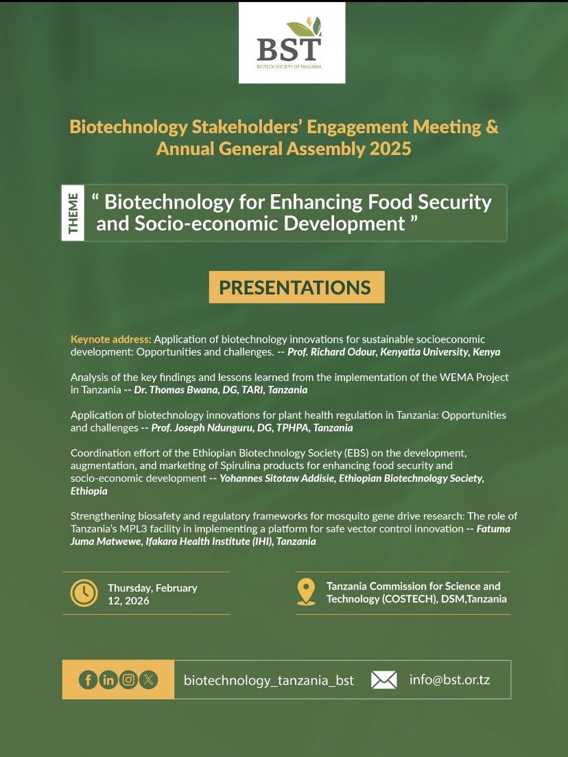 Biotechnology Society of Tanzania tweet media