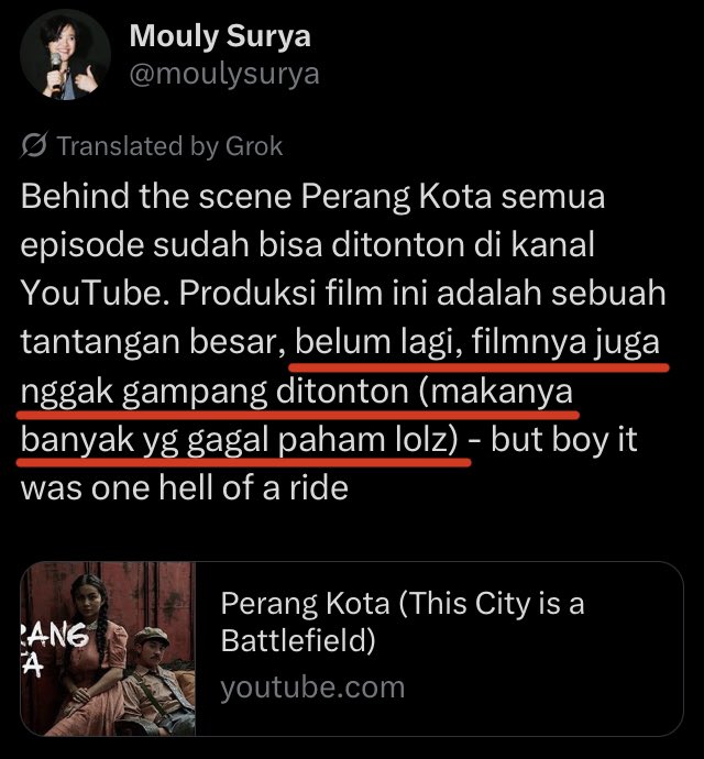 keboyoranbaru's tweet photo. Mending hapus tweet ini. Film lu rada oke jadi jangan self-sabotage dengan statement alay begini. https://t.co/O0wDHsE0TP