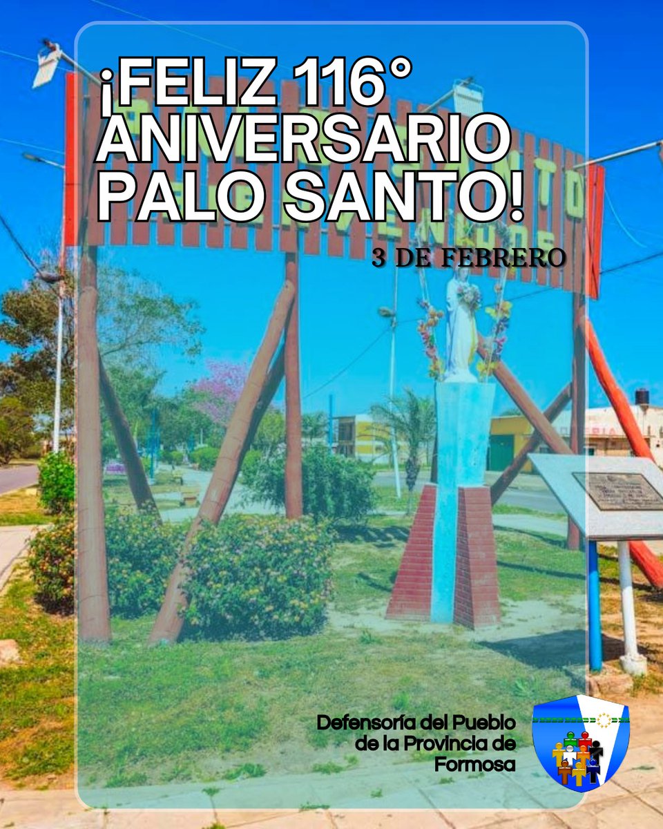 LA DEFENSORÍA DEL PUEBLO SALUDA A LA COMUNIDAD DE PALO SANTO EN EL 116° ANIVERSARIO DE SU LOCALIDAD
Palo Santo está ubicada en el Departamento Pirané de la Provincia de Formosa. Está unida por la Ruta Provincial N° 23 y de la Ruta Nacional N° 81. Es una de las poblaciones....