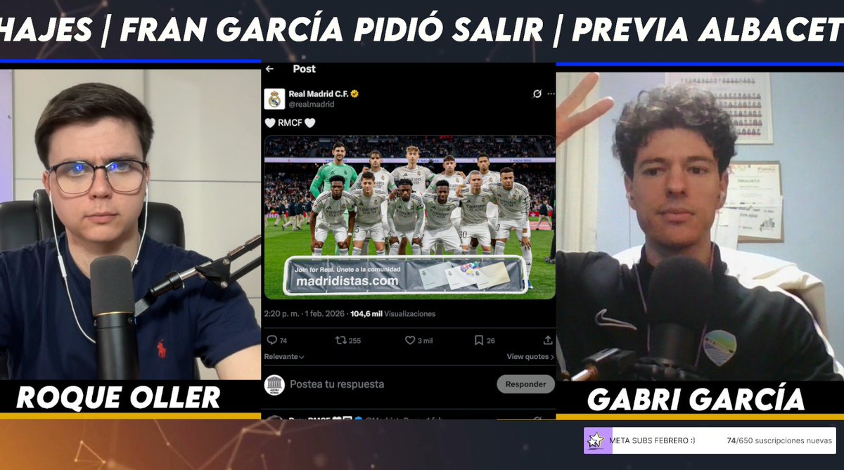 ⚔️ ¡EMPEZAMOOOOS!

😨⚪️ Un MADRID en llamas renuncia a fichar en invierno: ¿Por qué? 🤔
🔵🔴 Previa BARÇA vs ALBACETE + F5 estado físico de RAPHINHA 🤕
💸🇪🇸 Cierre de MERCADO LALIGA: Tres caras nuevas para el ATLETI 🔴⚪️

💜 twitch.tv/agorafutbol
