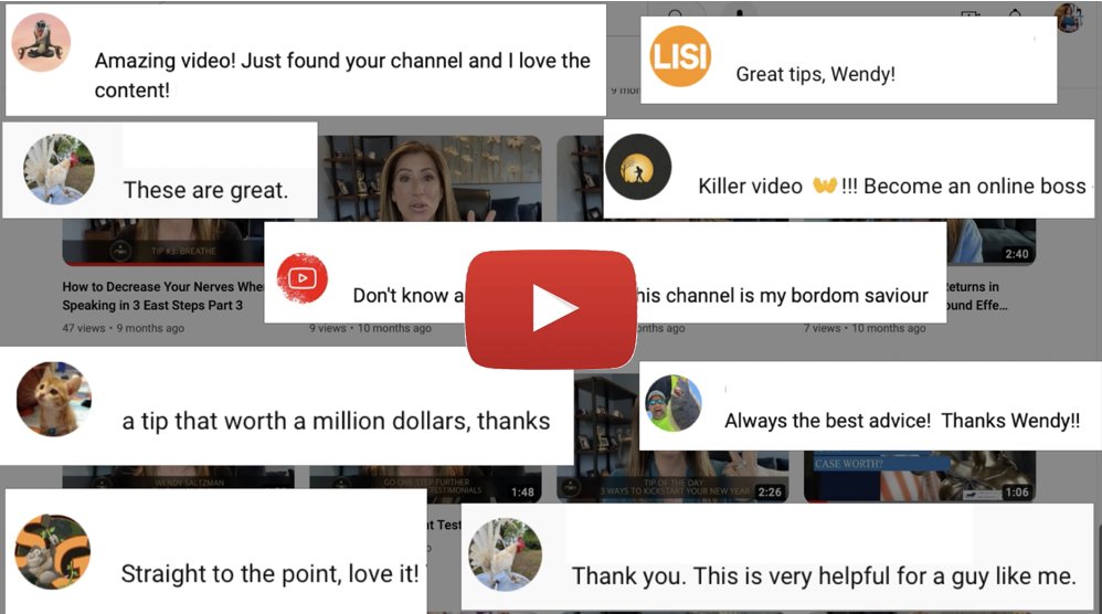 Are you ready to LEVEL UP your Speaking for FREE?💥 All you have to do is subscribe to my YouTube Channel to get my weekly public speaking,🎤presentation, &amp; executive coaching tips.🤩 See why people say "Killer Videos," &amp; "Become an Online Boss!"  youtube.com/c/WendySaltzman
