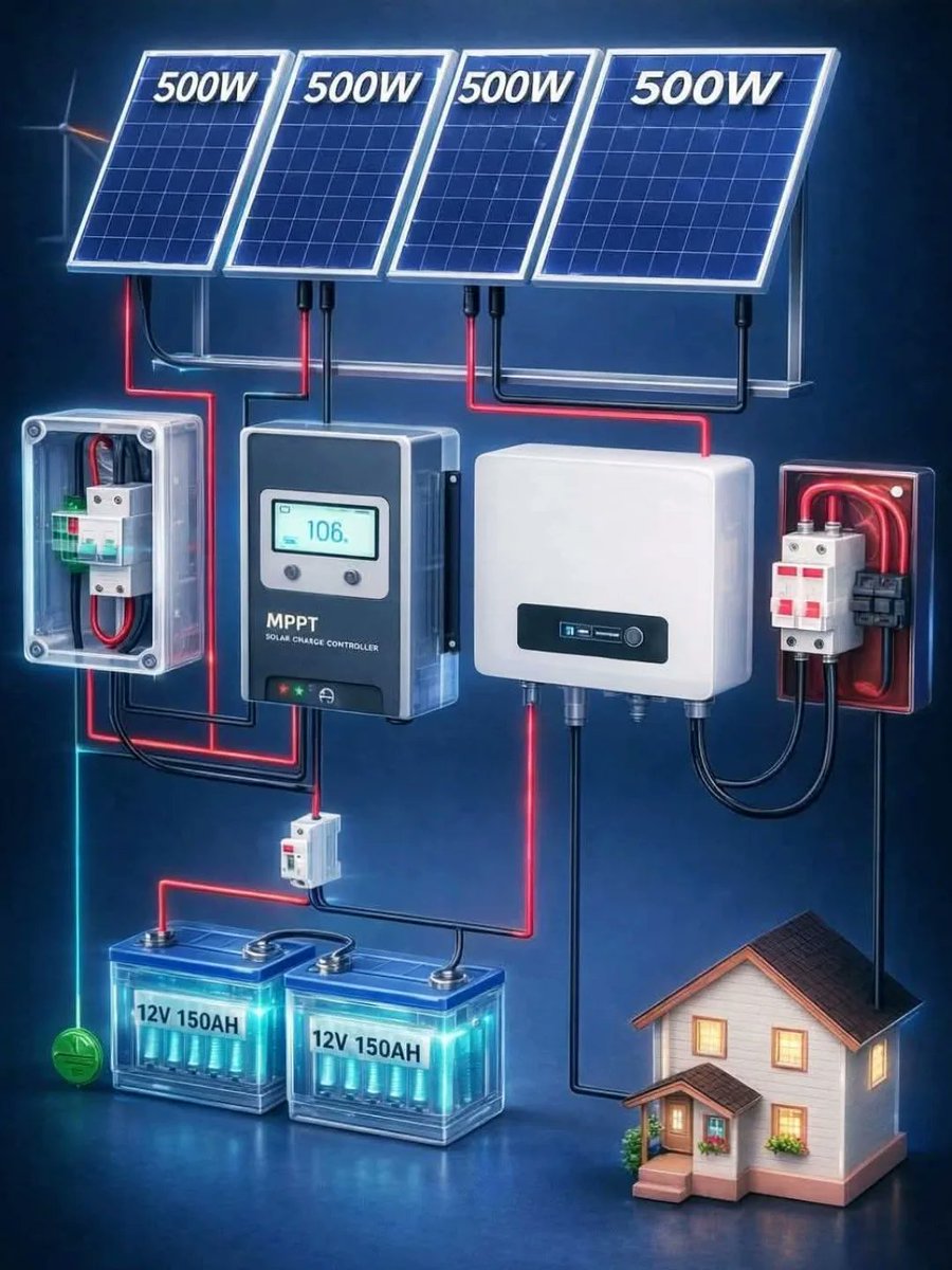 BeyMohamedAmine's tweet image. 2kw off grid solar system #electrician #SolarSystem #fblifestyel