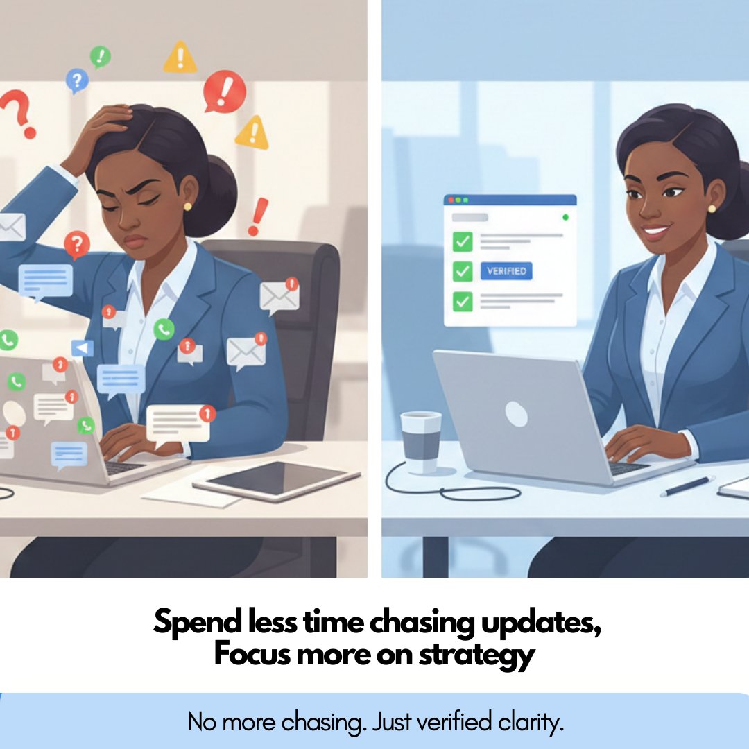 getVerifAI's tweet image. Stop chasing updates. ✅
Verified updates reduce errors, save time, and build client trust.

One dashboard. One source of truth. Smarter projects start here.
#ProjectManagement #VerifiedUpdates #Productivity #TeamAccountability #getVerifAI