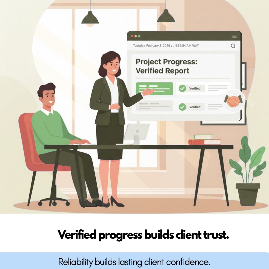 getVerifAI's tweet image. Stop chasing updates. ✅
Verified updates reduce errors, save time, and build client trust.

One dashboard. One source of truth. Smarter projects start here.
#ProjectManagement #VerifiedUpdates #Productivity #TeamAccountability #getVerifAI