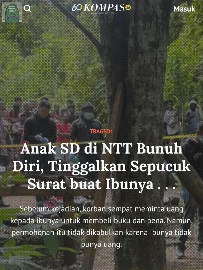 tanyarlfes's tweet image. 💚 tw // suicide 

anak kelas 4 SD gantung diri. keluarga adiknya ini memang gak mampu bahkan beli buku dan pulpen aja gak ada uang. sumpah sedih banget. surat adik ini dan link beritanya aku post di reply ya.