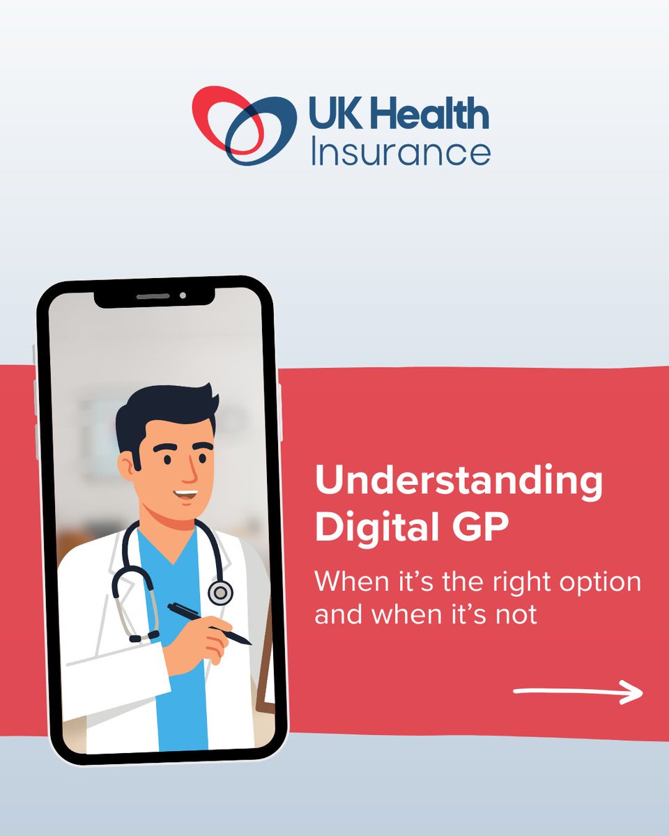 UKHealthInsure's tweet photo. Digital GP can be a helpful option for everyday health concerns and is often included with many private medical insurance policies. Availability and features can vary depending on the insurer and the cover in place. 🩺

#DigitalGP #Healthcare #PrivateMedicalInsurance https://t.co/zZmrCNRXz3