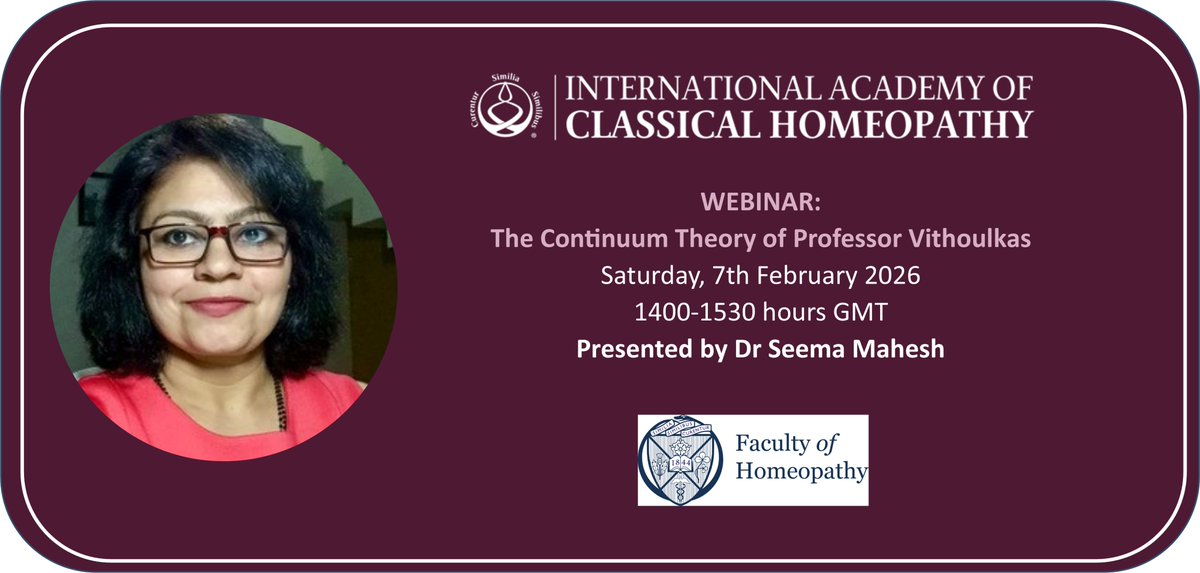 fohhomeopathy's tweet photo. Coming up on Saturday in collaboration with George Vithoulkas a #webinar with Seema Mahesh - don't miss out on last places! Hosted by our Immediate Past President Dr Gary Smyth #JoinUs https://t.co/LqdKno9NN4... #classicalhomeopathy #homeopathy https://t.co/5qTt5fNBqR