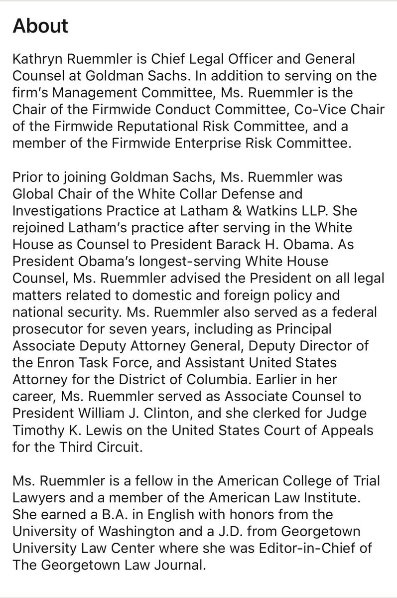 Who is Kathryn Ruemmler? Take a look at her LinkedIn profile 👇 

She has worked, “As President Obama’s longest-serving White House Counsel, Ms.Ruemmler advised the President on all legal matters related to domestic and foreign policy and national security.” #EpsteinFiles