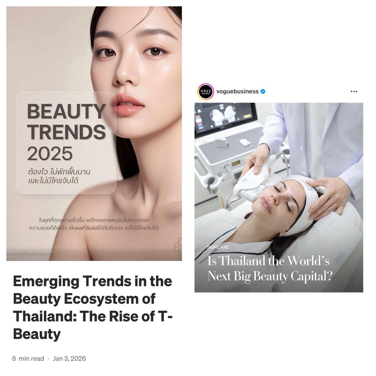 Excited to see <a href="/voguebusiness/">Vogue Business</a> also mentioning Thailand as a destination for beauty . Read our post info-beautytechsf.medium.com/emerging-trend… <a href="/BeautyTechLA/">FaB Los Angeles Fashion and BeautyTech</a> <a href="/Odile_Roujol/">Odile Roujol</a>