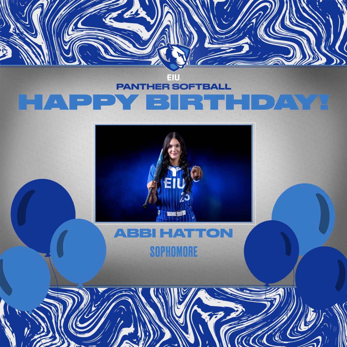 EIU_Softball's tweet photo. Happy Birthday to our sophomore, Abbi Hatton. Have a great day! 🎂🎁💙🐾 #Roll’Thers https://t.co/hYqEsmtxMP
