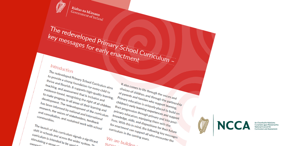 NCCAie's tweet photo. We’re delighted to share the Key Messages for Early Enactment of the Redeveloped Curriculum. Informed by research and shaped by teachers, school leaders, and colleagues across the Department of Education and Youth, the Inspectorate, NCCA, NCSE, and Oide, these messages support meaningful, sustainable enactment across the system.
https://t.co/kIw2dNqomI
#primarydevelopments #primary #edchatie #teaching

@ncseirl
@oide_Ireland
@Education_Ire