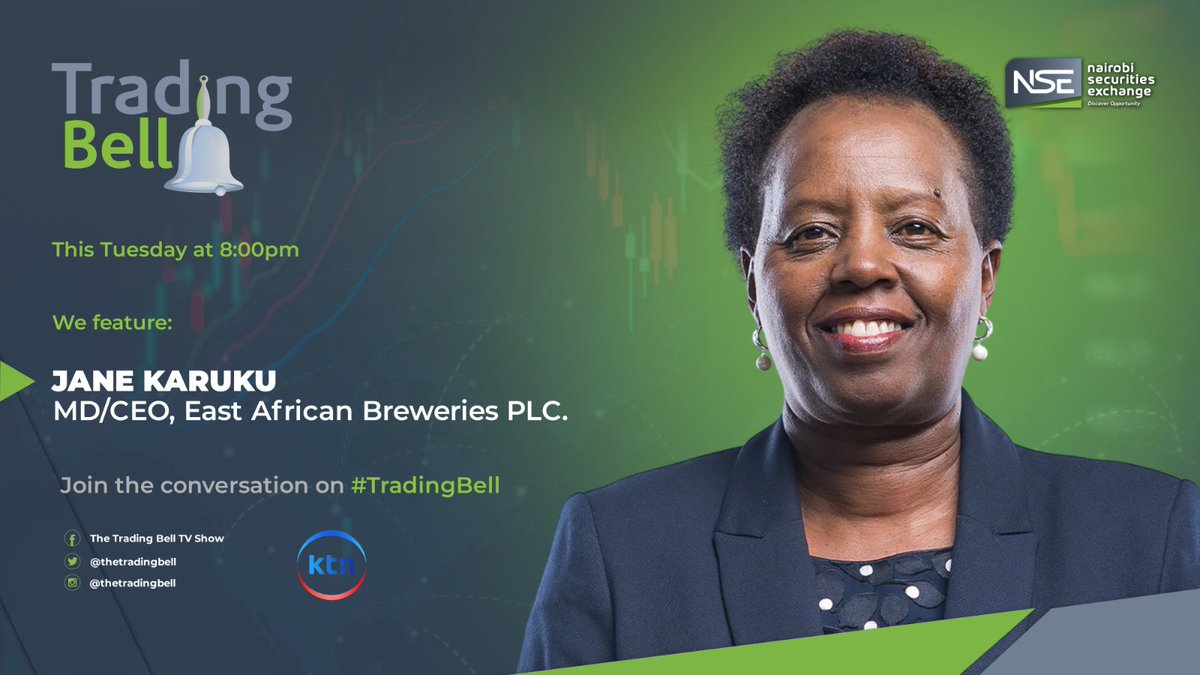 KTNNewsKE's tweet photo. This Tuesday, @chegemaina sits with Jane Karuku, Group MD & CEO @EABL_PLC , on the company delivering a solid half-year performance and what’s driving the numbers going forward.
Catch it on #TheTradingBell on @KTNNewsKE .
#EABL #CapitalMarkets #Markets https://t.co/9ii5zj5ADu