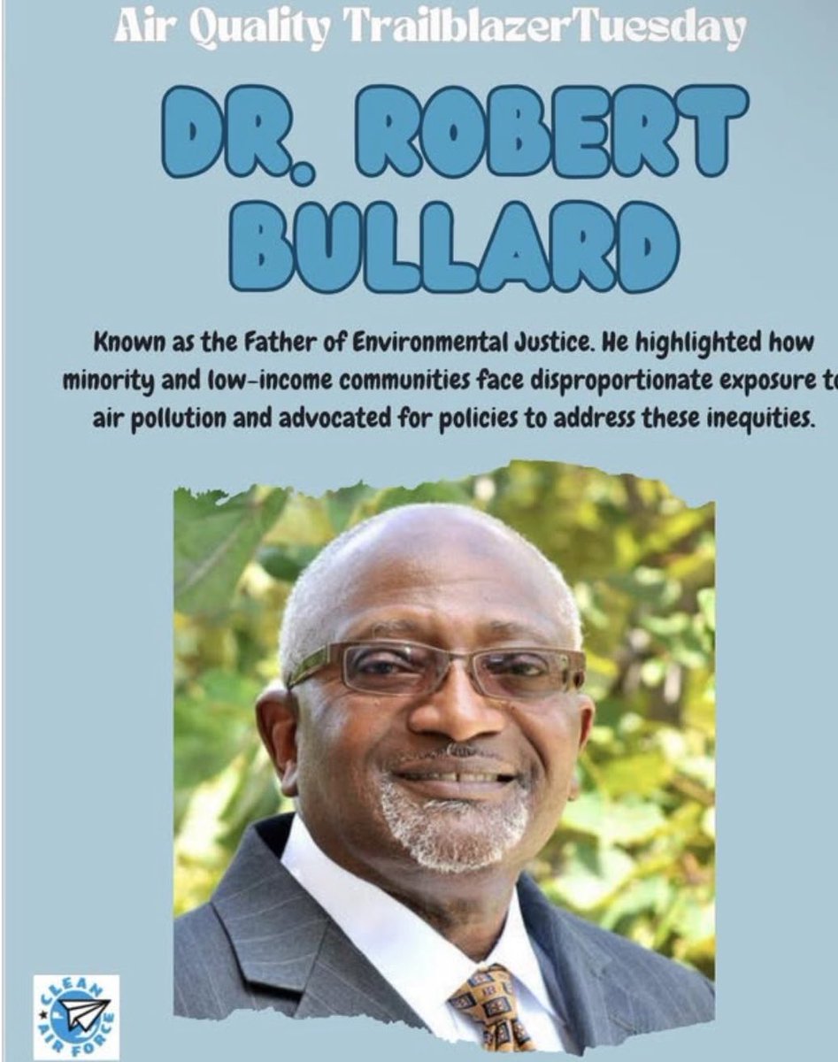 CleanAirForceTX's tweet photo. Trail Blazer Tuesdays ⚖️🌱  

Dr. Robert Bullard, the Father of Environmental Justice, exposed how pollution harms vulnerable communities and advocates for policy changes for clean air equity. 

#TrailBlazerTuesday #EnvironmentalJustice #EquityInAir #Cleanairforce https://t.co/wlrBlDkj9P
