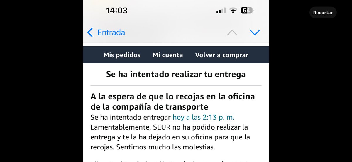 elisabeni's tweet photo. Me encanta el componente casi cuántico de @SEUR que me dice a las dos y tres que no me ha encontrado a las dos y trece…🫨🫨Una compañía que fue puntera y que ahora se basa en el engaño https://t.co/md0AVyUpze