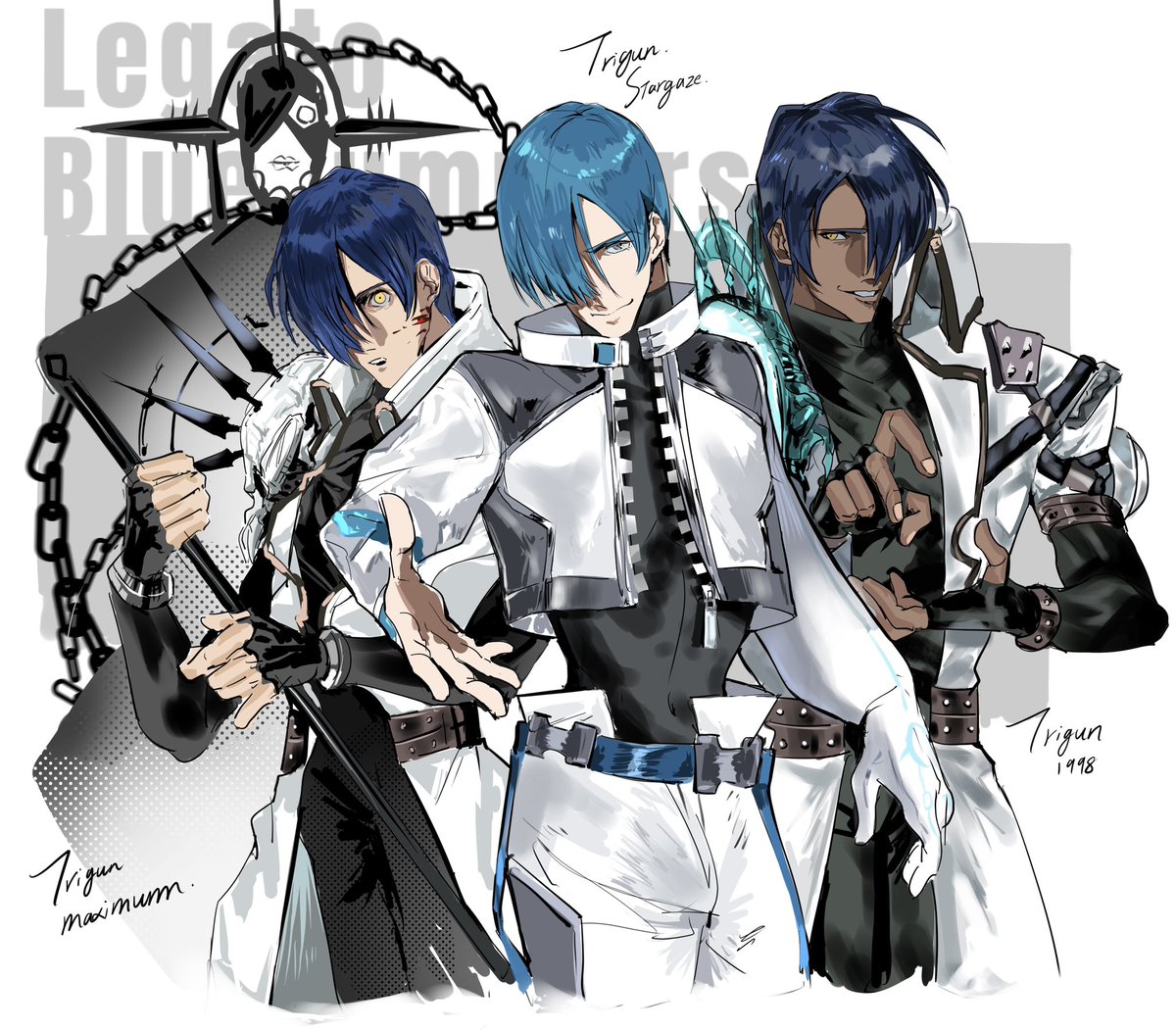 Zeonsidethree3's tweet photo. I draw three versions of Legato and I think they are not so different. l love them all https://t.co/Zr1kCDtBiX