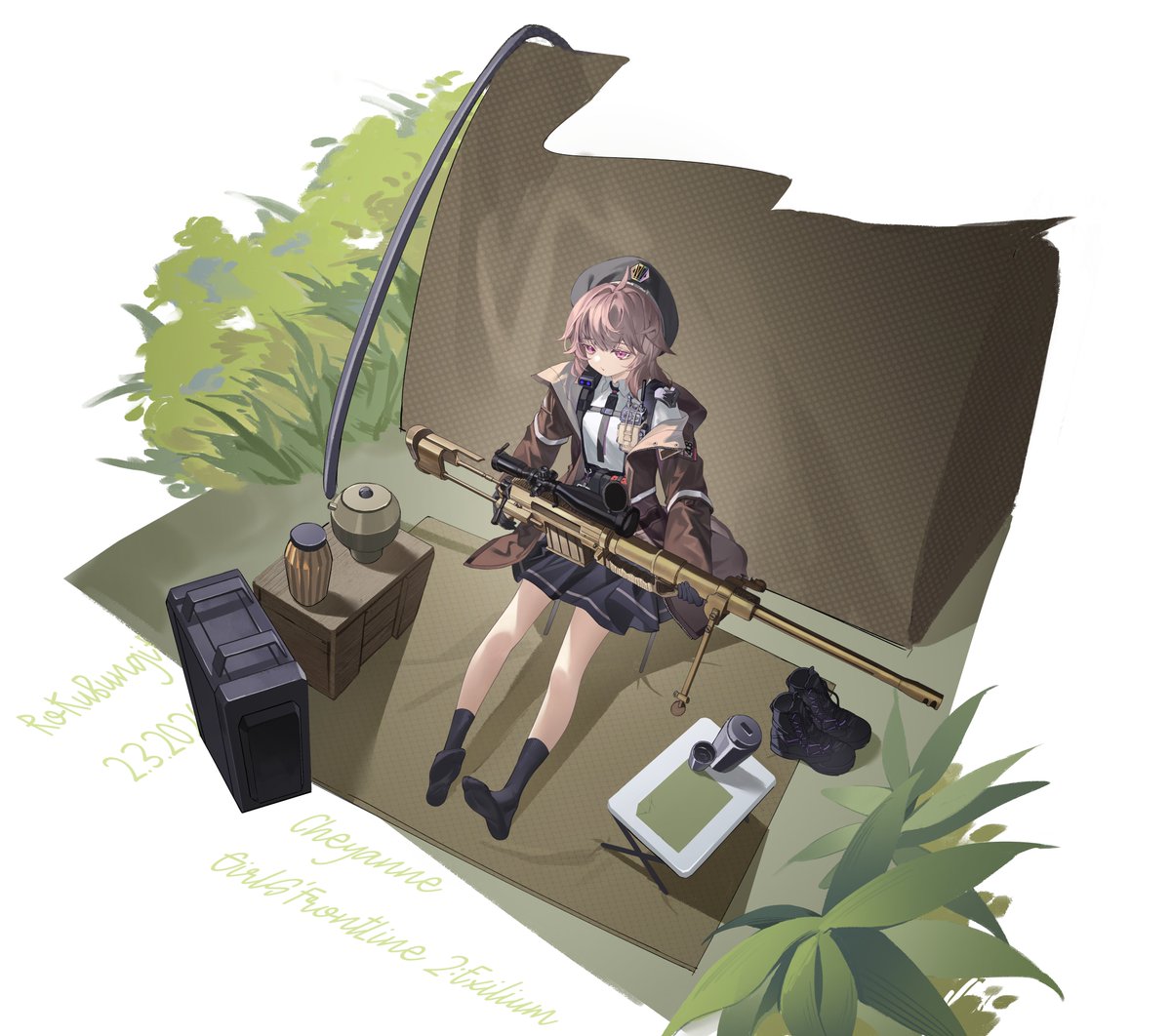 加了点背景，应该有不少bug，但暂时没空修，原图可以去Pixiv拿 #M200 #GirlsFrontline2Exilium #Cheyanne