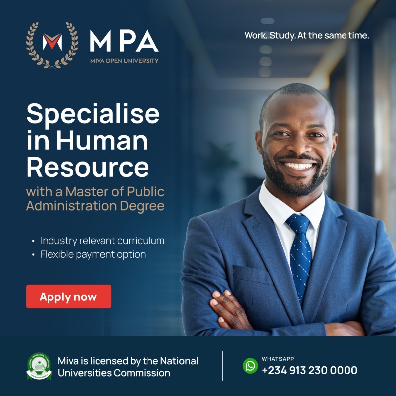 mivauniversity's tweet photo. Are you an HR professional ready to move into leadership?

The Miva Master of Public Administration helps you build the institutional understanding and policy insight needed for real-world decision making.

Apply to join today!