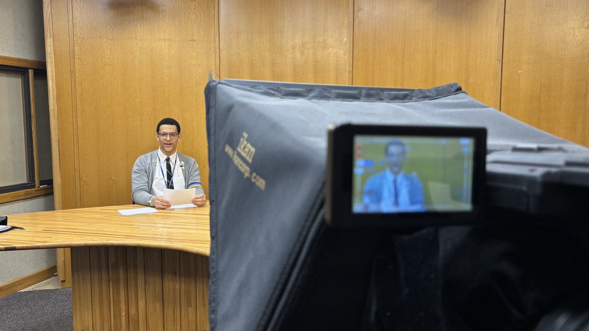 KMCommClub's tweet photo. Anthony Custodio-Peña, ‘26 makes his AM Announcements debut! 📺 #kellenberg https://t.co/SSOchFDXUt