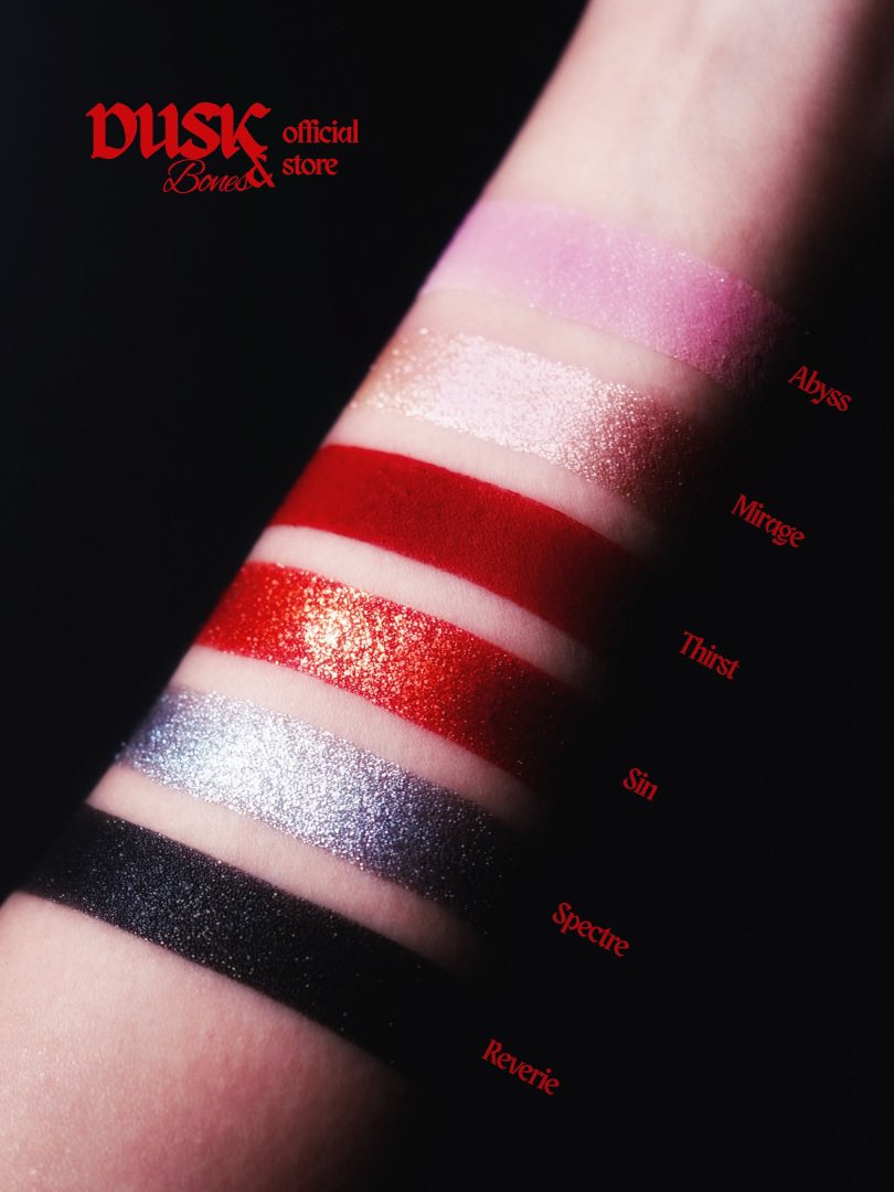 Time to grab your own coffin. ⚰️
This is Dusk &amp; Bones.
Six shades.
Still no cure for immortality.

Applied like blood.
Kept like a relic.

🩸 Available now.

#DuskAndBones
#DarkBeauty
#GothMakeup
#AltMakeup
#Vampire
#GothAesthetic
#Eyeshadow
#Cosmetics