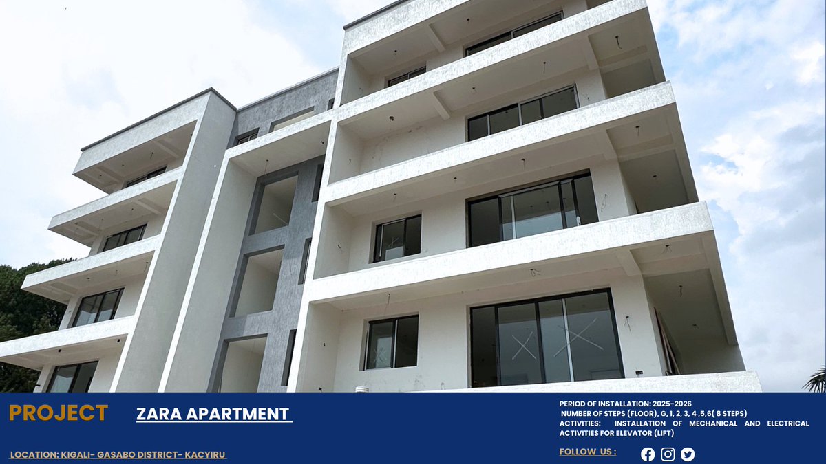 MEPerictrictech's tweet photo. Delivering modern MEP solutions for Zara Apartment in Kacyiru, Kigali — powering comfort, safety &amp; vertical mobility. 🏗️⚡🛗
#MEP #ZaraApartment #Kigali #Gasabo #ElevatorInstallation #ConstructionRwanda https://t.co/AT2937sJ61