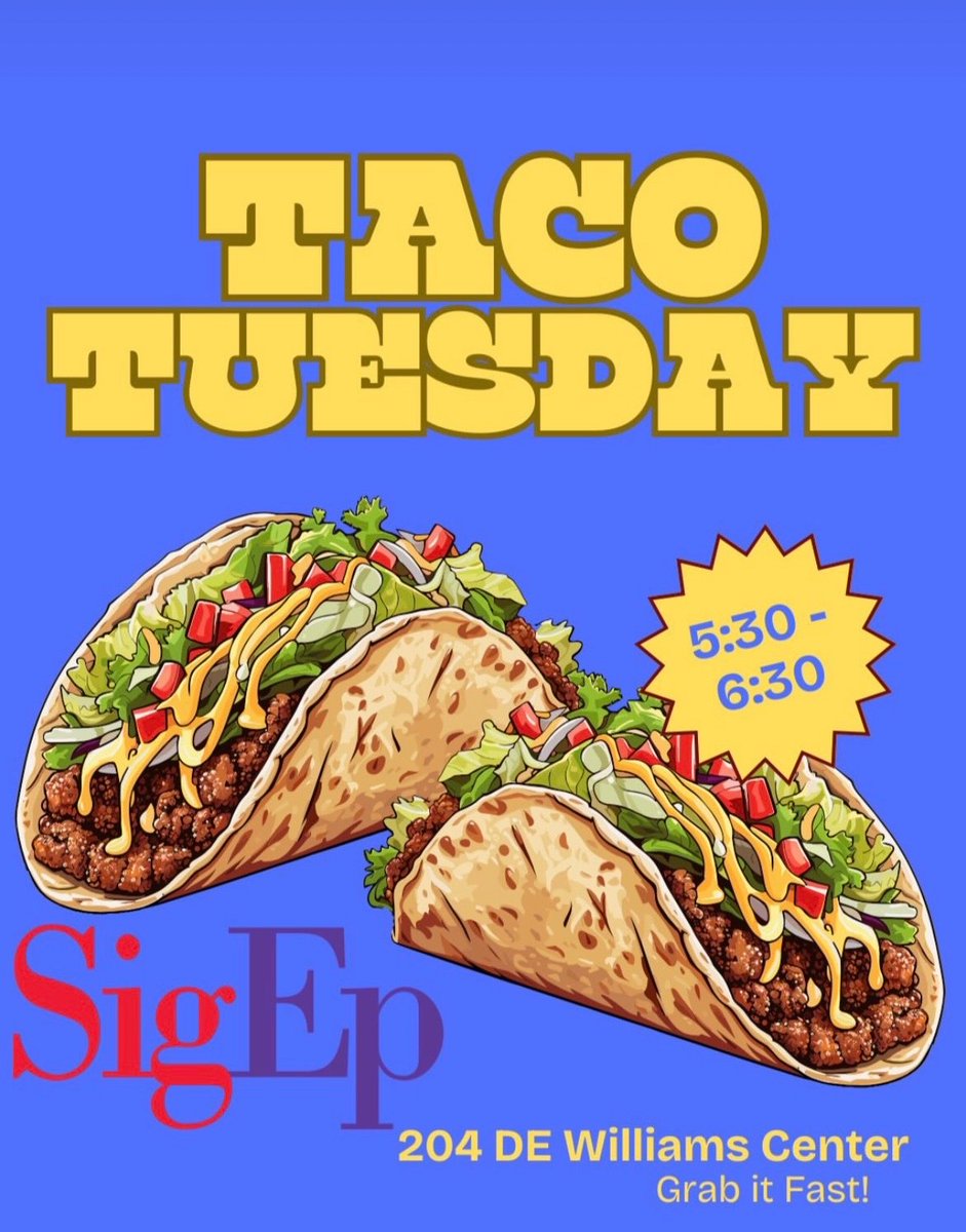 Join us at 5:30 for Taco Tuesday!
