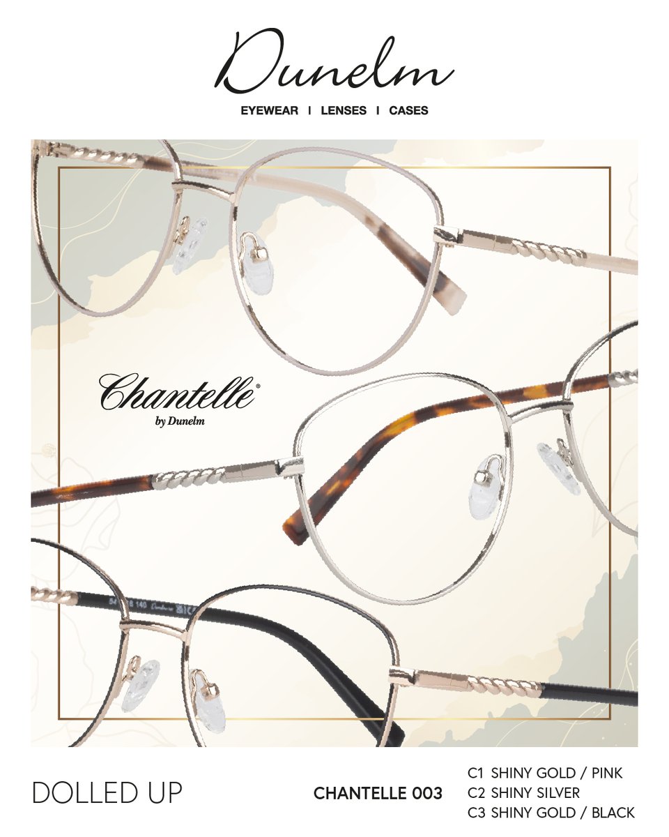 dunelmoptical's tweet image. Classic elegance with a modern twist 😍
Designed to boost your style, #Chantelle 003 combines timeless sophistication with a contemporary edge
Available from your local #independentoptician in Shiny Gold/Pink, Shiny Silver &amp;amp; Shiny Gold/Black
dunelmoptical.com/chantelle-003
#eyewearstyle