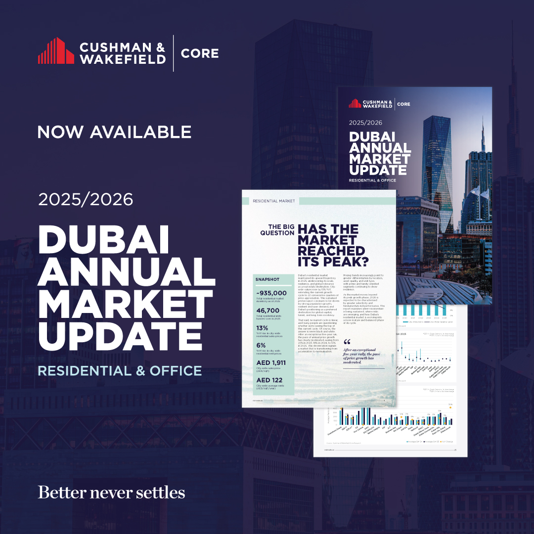 What does 2026 look like for Dubai real estate? Our latest Annual Market Update shows growth moderating, offices remaining tight, and residential becoming more selective as supply and demand rebalance. Fundamentals will drive outcomes.

Read more: ow.ly/uLmt50Y874V