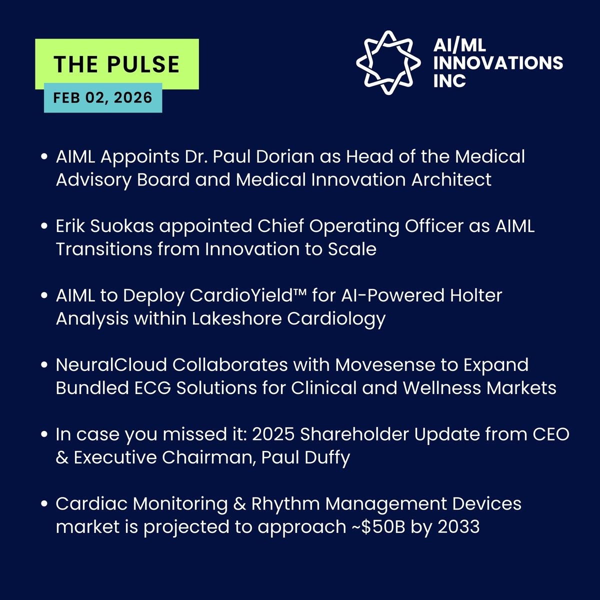 $AIML's latest "The Pulse" newsletter recaps some of our updates &amp; announcements over the past month. 

Read more on our latest milestones: mailchi.mp/ae4026158dd8/t…