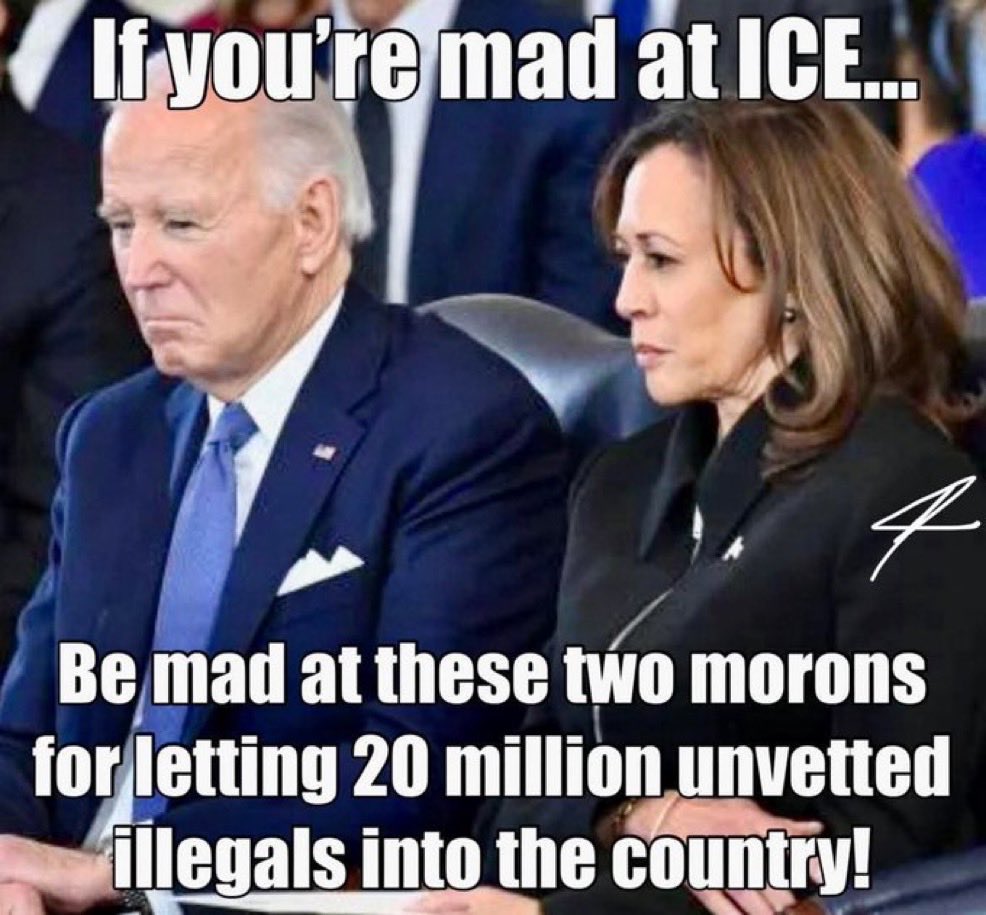 JacksonHar41956's tweet photo. @RightScopee Is this woman a democrat because I don’t think she realizes that these 2 let in over 50M illegals into the country and ice is trying to kic them out https://t.co/3nCL4VvKJT