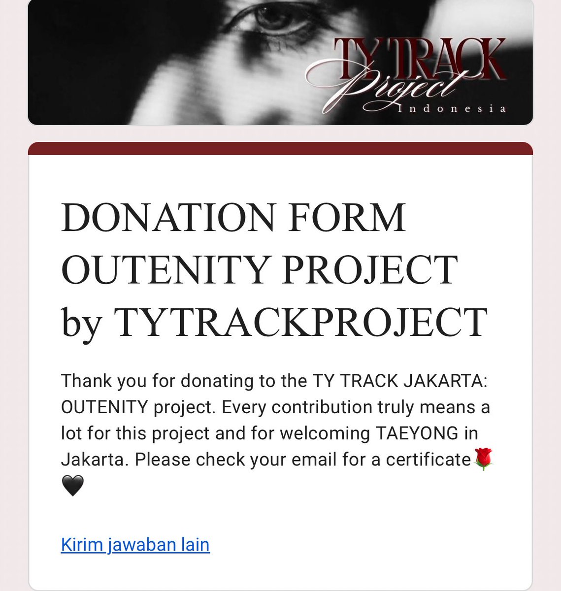 TYrerelee's tweet photo. Terima kasih ๐ค๐น
Semoga konser TYTRACK dan project berjalan lancar.
#OUTENITY_ForTY #TAEYONGinJakarta https://t.co/pcfIralAO2