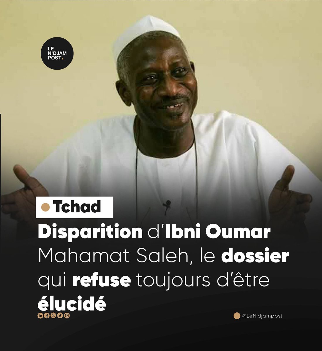LeNdjam_Post's tweet photo. Le 3 février 2008, il y’a 18 ans, le mathématicien et homme politique tchadien Ibni Oumar Mahamat Saleh est arrêté à son domicile à N’Djamena par des éléments des forces de défense et de sécurité, dans un contexte de violents affrontements entre l’armée tchadienne et des groupes rebelles aux portes de la capitale. Mais aucune autre nouvelle de lui ne vient dans la sphère publique.

Article à lire en intégralité ici ➡️ https://t.co/yyEeL32edG