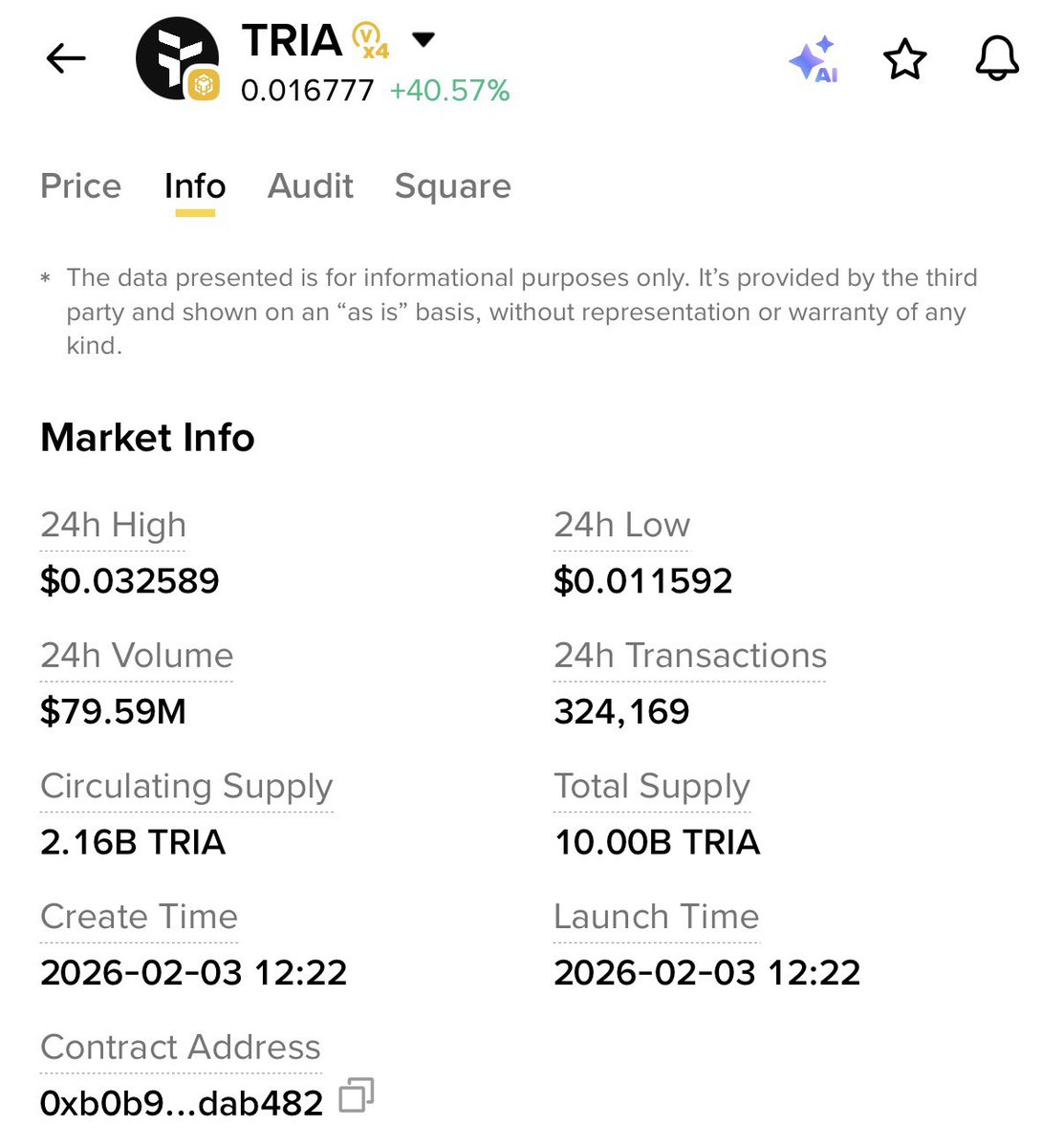 MurphyBTC's tweet photo. $Tria 

@binance α 取引量が早くも$80Mを突破しそう🤔

4時間ロウソク足の形から上げてきそうだけど、どうかな🤔

やっぱりコインベースのロードマップに載ってて未上場ってのがね、気になるよね

エアドロップ第2シーズンは第1シーズンの比ではない量が放出されるみたいだから真剣に頑張る💪

先ずは有利になるステーキングはマスト

それによって倍率が1倍〜5倍まで変わってくる

エアドロップ第2シーズンはポイント0からのスタートで第1シーズンで離脱する人が多そうだから個人的にはチャンスだと思ってます

自分は乗るけど、降りる人は降りた方が良いと思うのでそこは自己責任、自己判断で

自分の身を守れるのは結局自分しかいないので😊