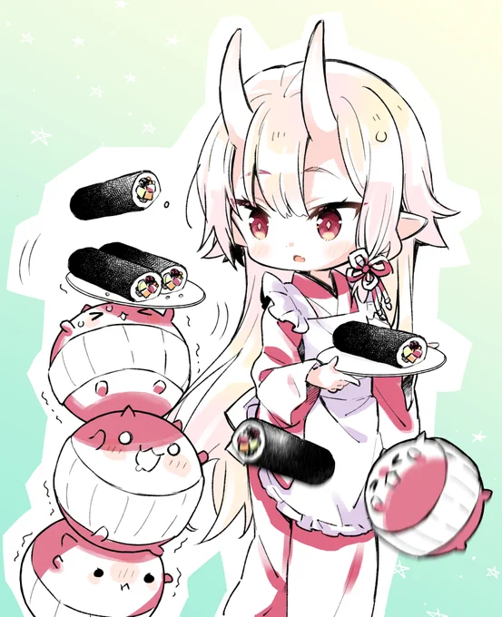 鬼娘さんの恵方巻は美味しいらしい #創作 #oc
