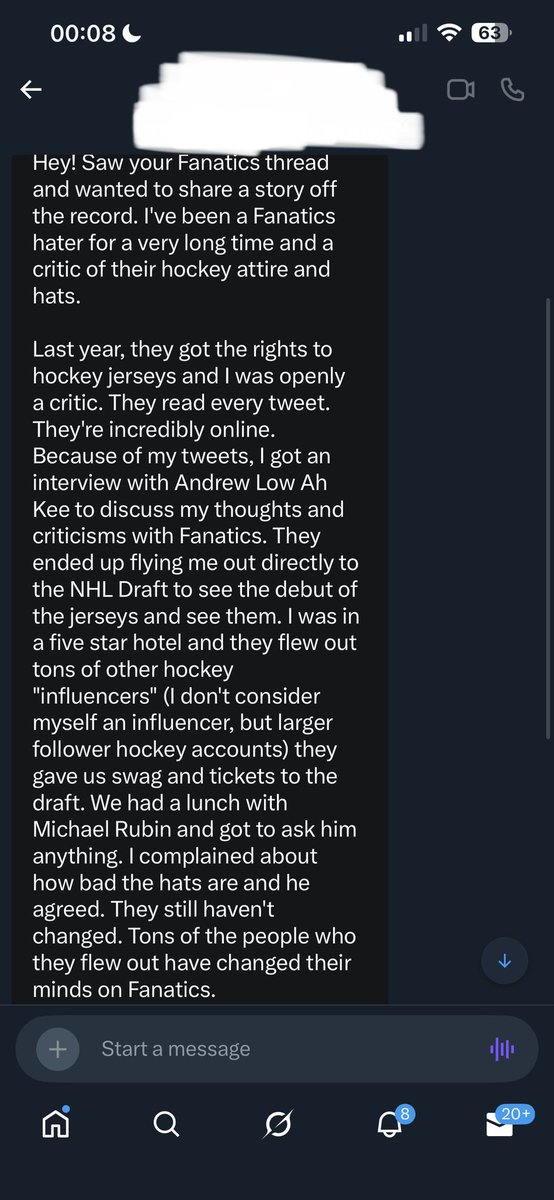 BabzOnTheMic's tweet photo. FANATICS WILL DO WHATEVER IT TAKES TO SILENCE YOU.

The last week has become completely eye opening during the #EndFanatics movement. So many stories pouring in about awful quality and pricing points. I’m learning alot. Many have spoken out as well saying they’ve been fighting this for years already.

I’ve seen some accounts being blasted for selling out to Fanatics. I’ve had others DM me their stories of being reached out directly. This one was sent to me last night that went so in-depth it needed to be shared.

This account approved me to share the story as long as I kept the name out and one other piece of info. I wanted this on the record.

This goes back to why I didn’t take the phone call from Dylan. They would probably smooth talk me into the ultimate fan experience to the get me to talk positive about them. 

And to double up on this, I’ve had someone put me in contact with Andrew. They wanted to set up a zoom meeting with me for today (this was being set up last Friday) and I declined. I said if they wanted to talk, I’ll wait til after Super Bowl week. 

It’s gotten to the point that it doesn’t even matter about me. The teamwork we have done early on has snowballed so big that it can’t be stopped. We got major accounts talking about it and more investigating into it.

I could not be more proud of the sports community coming together as a whole to fight a good fight. We all have a voice. When we can band together, it gets a whole of a hell lot louder.

Fanatics is feeling the pressure with their post last night.

DON’T LET UP.