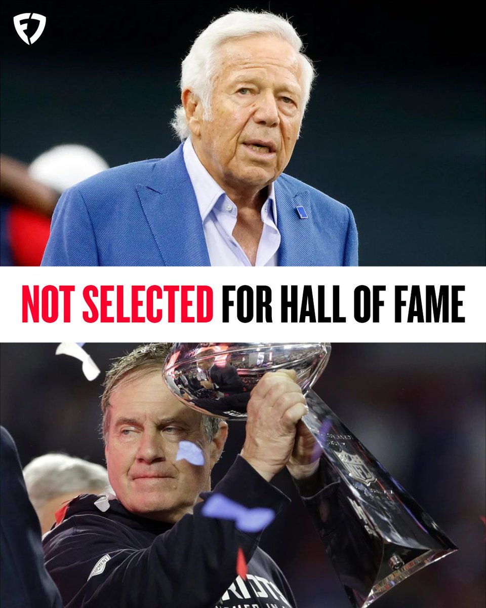 FanDuel's tweet photo. Robert Kraft: 6x Super Bowl champion

Bill Belichick: 8x Super Bowl champion

Not good enough for the Hall of Fame ❌

#NEPats | #SuperBowl https://t.co/Y9Q8qwuTyk