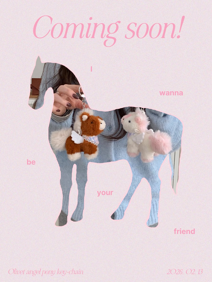 Angel pony keyring coming soon! 🐎🪽

안녕하세요,
많은 분들이 기다려주시는 엔젤 포니 키링의 판매 공지를 드립니다.

* 알림 신청이 필요하신 분들은 오늘 스토리에 걸어두었으니 참고 부탁드려요! 

• 2월 13일 오전 10시, 29CM 단독 판매
• 29,900원 (배송비 별도, 1차 판매 한정 가격)