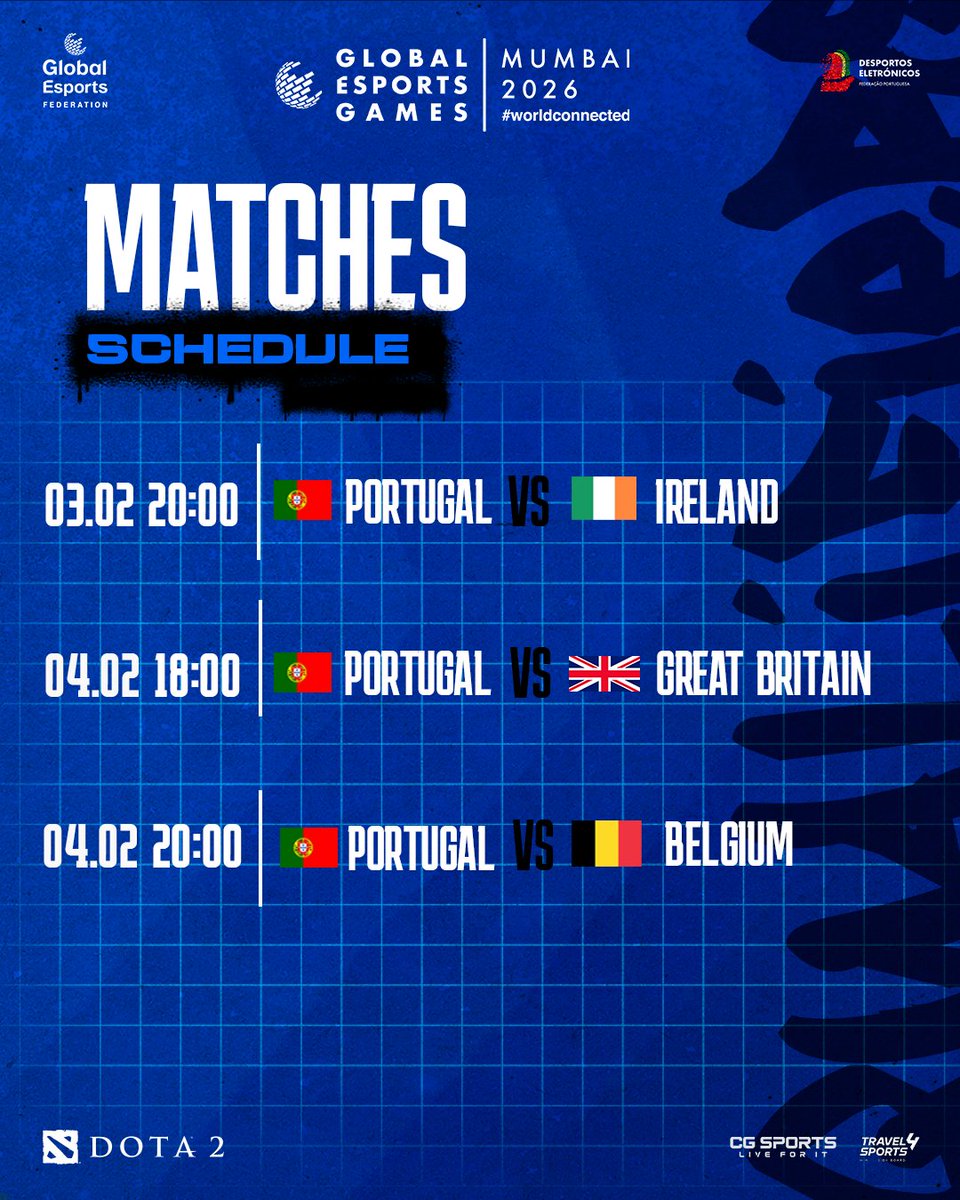 fpdeoficial's tweet photo. ‼️ Hoje, é a estreia da Seleção Portuguesa de @DOTA2 no Grupo A do Global Esports Games Mumbai 🎮
⏲️ 20h 🆚 🇮🇪 @IrelandEsports_
📺 https://t.co/6MjCeAnu4i
04/02:
⏲️18h 🆚 🇬🇧 Great Britain @British_Esports
⏲️20h 🆚 🇧🇪 @Esports_Belgium
@simaobarbosa97
@GE_Federation
#cgsports
#travel4sports
#FPDE #Esports #EsportsPortugal #VisãoEsports2030 #MaisqueumjogoSomosDesporto #RoadToFundão #GEG25 #GEG26 #GEG25Mumbai #GEG26Mumbai #worldconnected #GEF #GlobalEsportsGames #GlobalEsportsFederation #Dota2