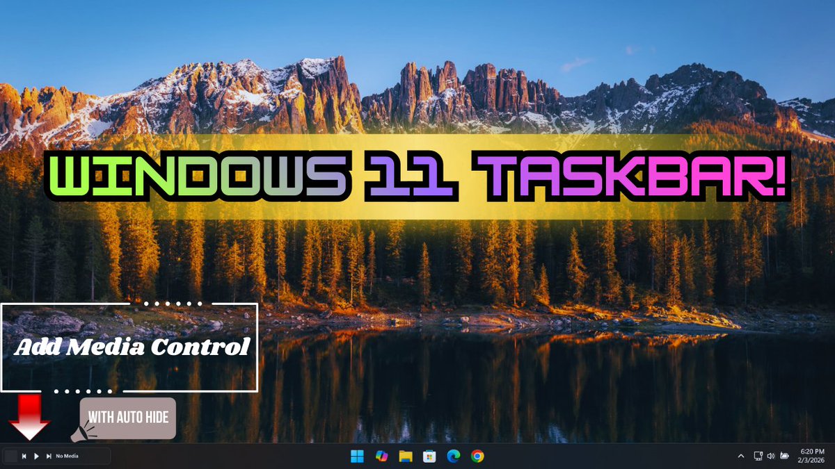 nexusuiofficial's tweet photo. 🔥 Add Auto-Hiding Media Controls on Windows 11!

Make your taskbar smarter with sleek, auto-hiding media controls that appear only when you need them. Clean, minimal, and super cool! 😎

▶ Watch now: https://t.co/72DJY5l8gV

#Windows11 #WindowsCustomization #TechSetup https://t.co/25RbpKrx5Y