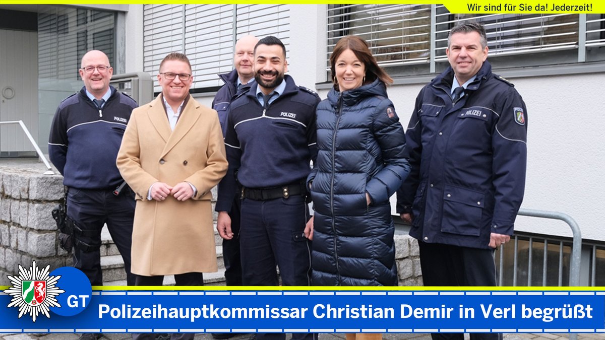 polizei_nrw_gt's tweet photo. Polizeihauptkommissar Christian Demir ist neuer Bezirksdienstbeamte in #Verl an der Seite von Polizeihauptkommissar Cord Seja. Polizeihauptkommissar Thorsten Heinrich war Ende Januar in den Ruhestand verabschiedet worden: https://t.co/yMkfDmougH #PolizeiGütersloh #KreisGütersloh https://t.co/W6FioOvvUm