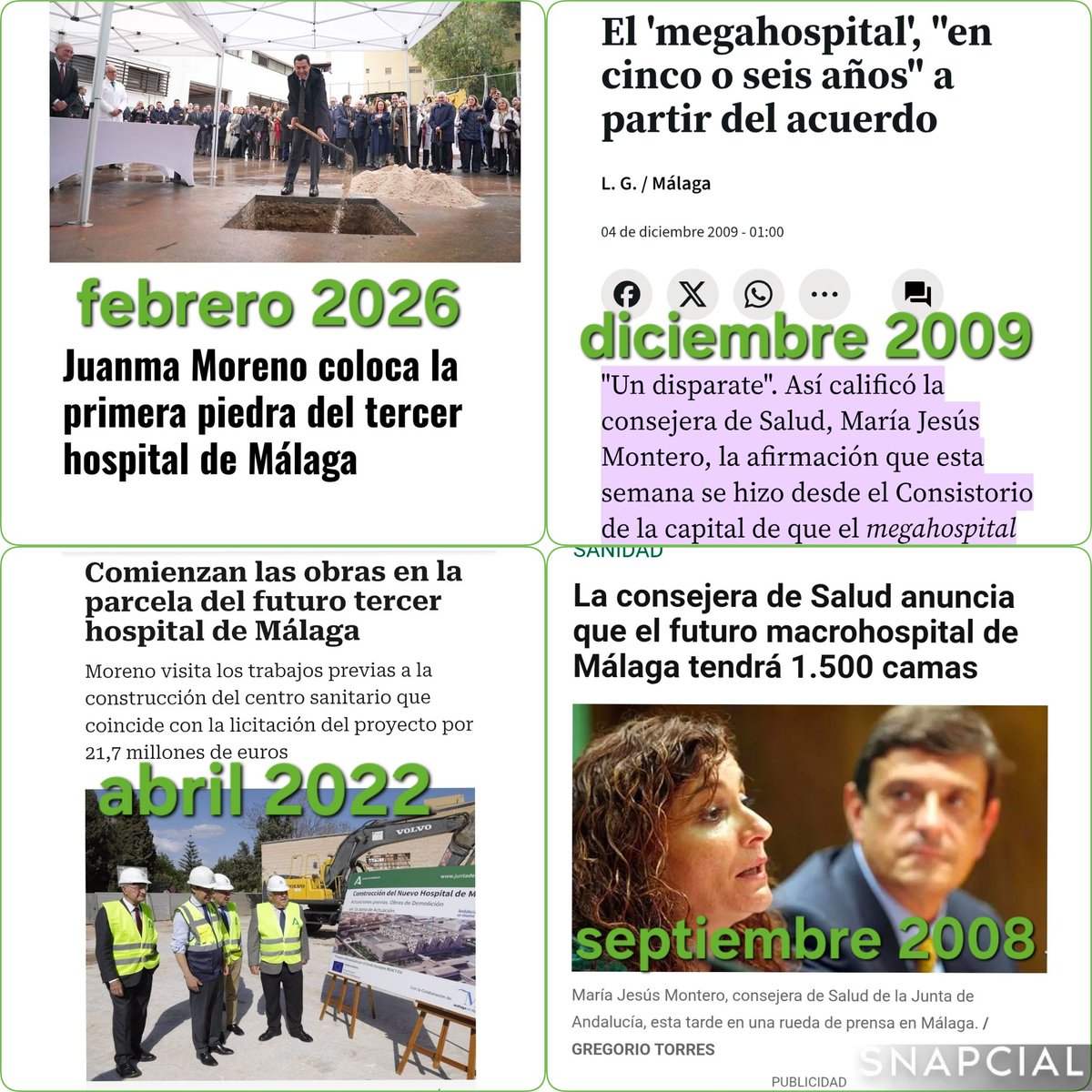 Juanma Moreno (Pp) y MªJesús Montero (Psoe) llevan dos décadas prometiendo un hospital para #Málaga.
18 años después los #malagueños tan sólo tienen miles de titulares y una sola primera piedra.
Ambos serán candidatos a la Presidencia de #Andalucía.
Los andaluces #TenemosUnPlan.
