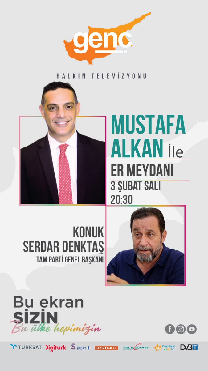 TAM PARTİ GENEL BAŞKANI SERDAR DENKTAŞ ER MEYDANI'NDA...

ER MEYDANI SAAT 20.30'DA CANLI YAYINLA GENÇ TV EKRANLARINDA...