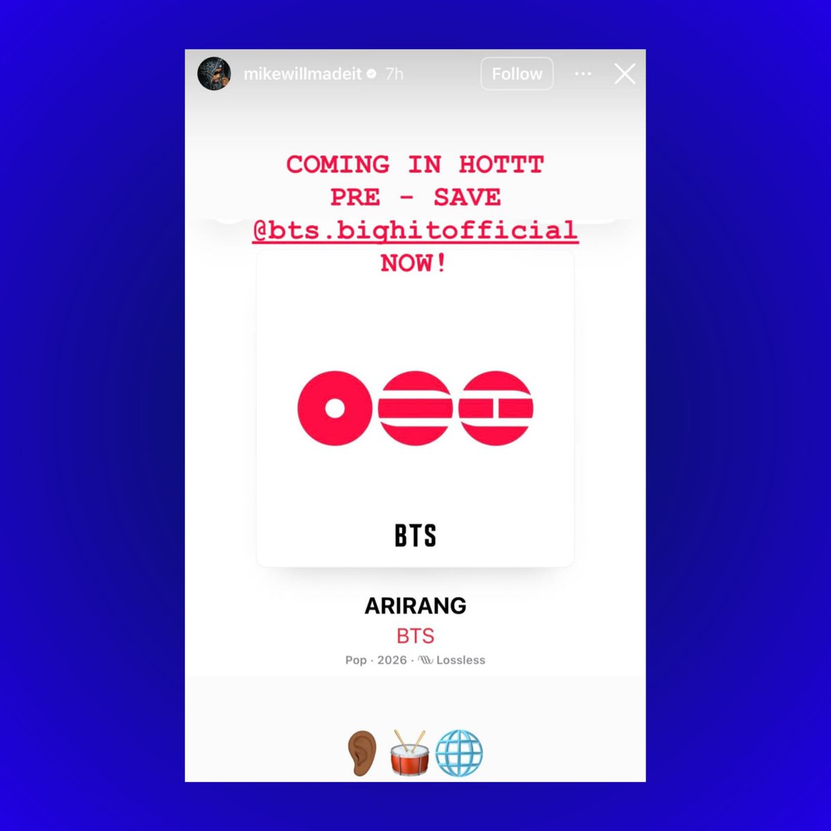 Grammy-winning producer Mike WiLL Made-It has reportedly worked on BTS’ upcoming album ‘ARIRANG.’

— He is known for major hits including ‘HUMBLE.’ and ‘DNA.’ (Kendrick Lamar), ‘Formation’ (Beyoncé), ‘We Can’t Stop’ (Miley Cyrus), ‘Pour It Up’ (Rihanna), and ‘Love Me’ (Lil Wayne