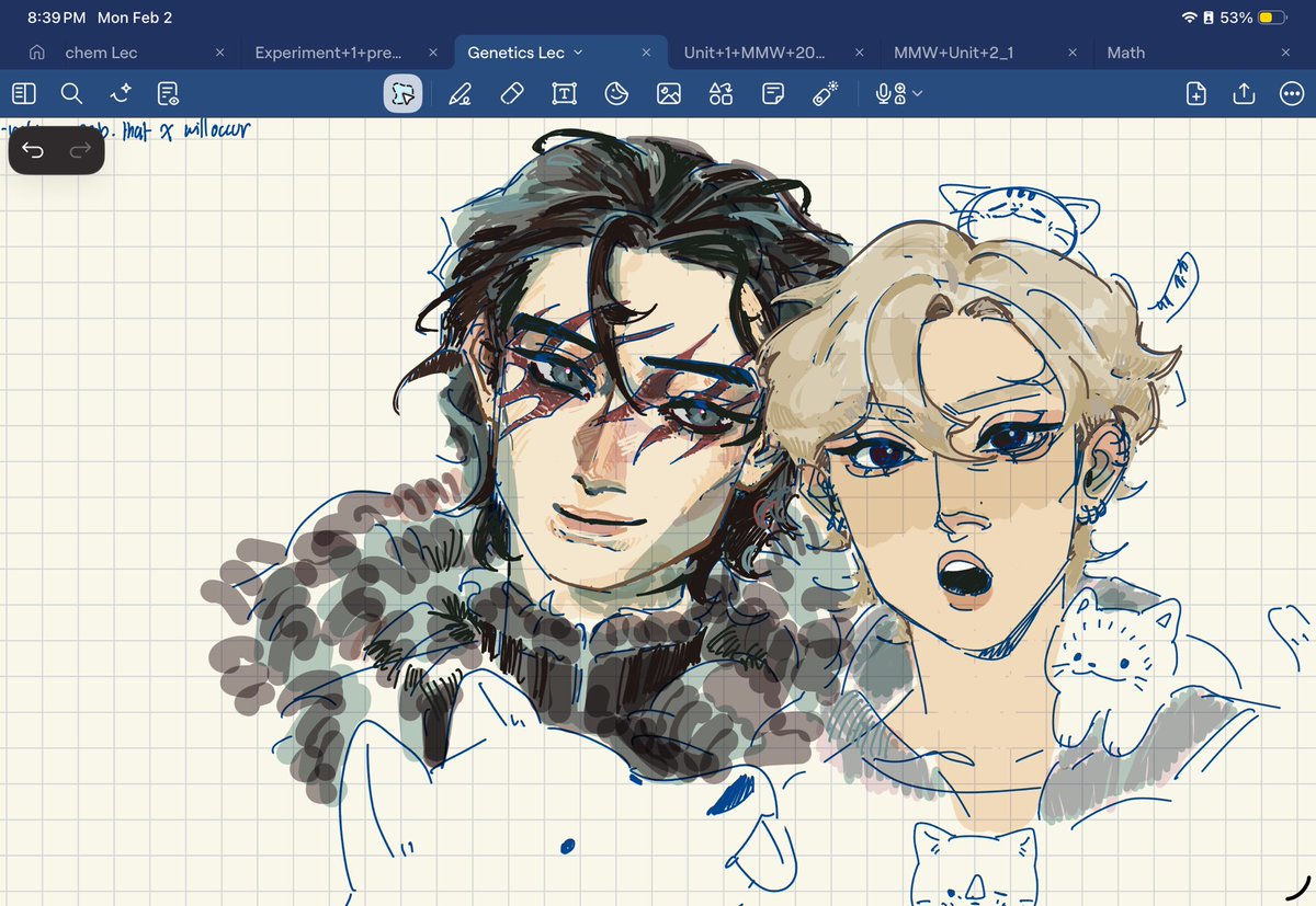 Jon snow and lee know i colored in during class 🐺🐰