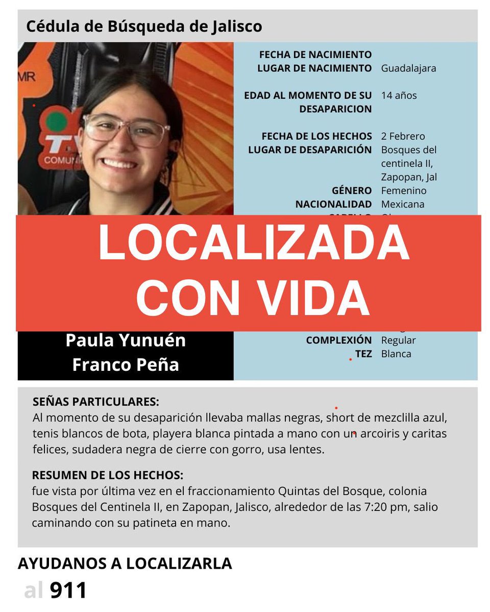 ContactoCenti2's tweet image. Muchas gracias por su apoyo. Paula ya se encuentra en casa. @Trafico_ZMG @SaucedoCharly @ixtlahuacmiguel @GabyCardenas #ServicioSocial