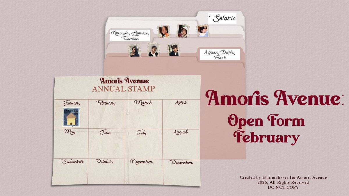 ⠀
ㅤㅤㅤㅤㅤAMORIS AVENUE:
 ㅤㅤ❛ ⠀𝗢𝗣𝗘𝗡 𝗙𝗢𝗥𝗠 𝗙𝗘𝗕𝗥𝗨𝗔𝗥𝗬. ⠀˹♡་˼
ㅤ⎯⎯⎯⎯⎯⎯⎯⎯⎯⎯⎯⎯⎯⎯

We shall be glad to embark a new journey upon heartwarming stories whose interest laid on us. We can't wait to have your pieds wanders sweetly, dearest one.
 ⠀