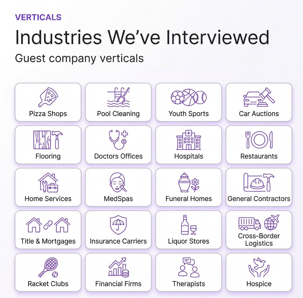 You can build Vertical SaaS and Vertical AI for just about ANY industry.

Here's all the founders in