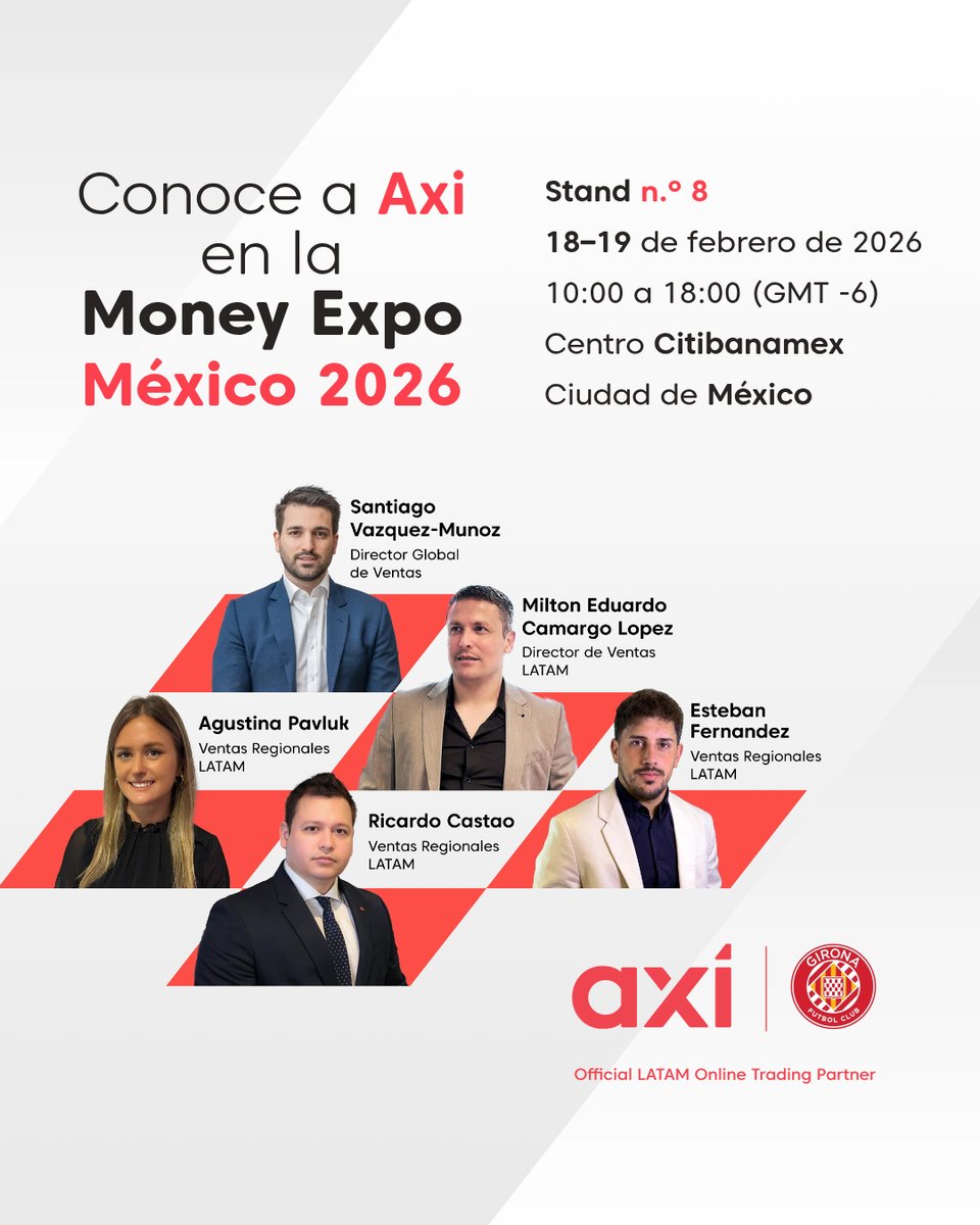 ¡Encuéntrame en la Money Expo México!

📅 18–19 de febrero de 2026
📍 Centro Citibanamex, Ciudad de México

Promocionado por AxiTrader LLC. Los Derivados OTC conllevan un alto riesgo de pérdida de la inversión. Este contenido puede no estar disponible en tu región.